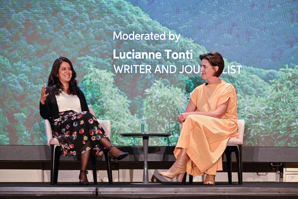 Amina Razvi and Lucianne Tonti onstage during the 2022 SAC Annual Meeting