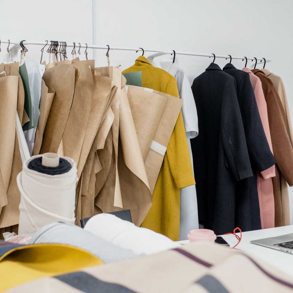 Clothing rack in a design studio