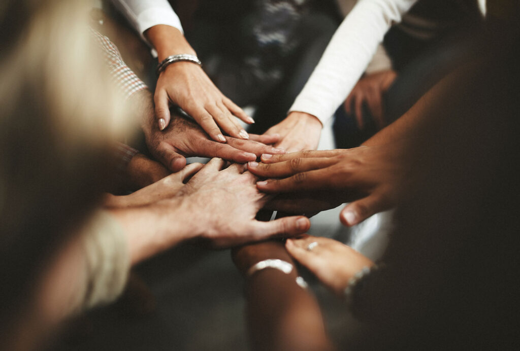Collaboration hands, partnership is the new leadership