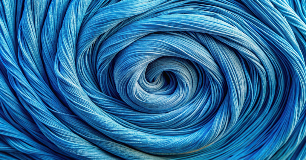 Close up of a natural fiber in a tight spiral
