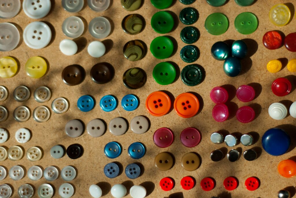 Rows of colorful buttons